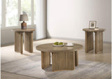 722938-S3 Adina 3-piece Round Coffee Table Set Distressed Light Brown