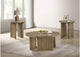 722938-S3 Adina 3-piece Round Coffee Table Set Distressed Light Brown