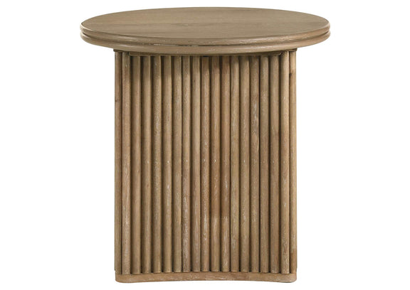 722938-S3 Adina 3-piece Round Coffee Table Set Distressed Light Brown