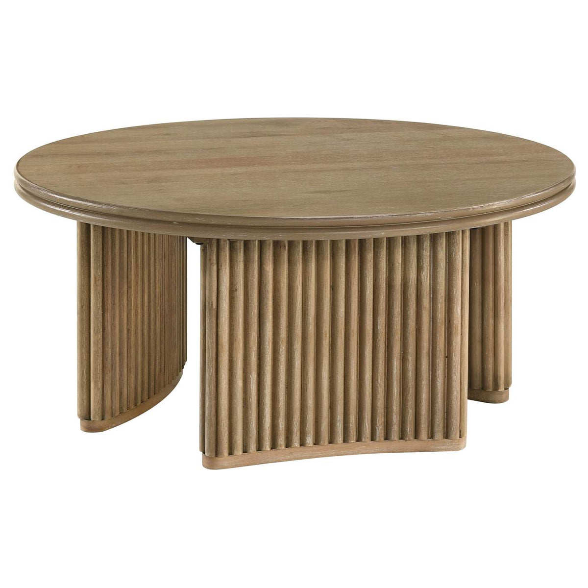 722938-S3 Adina 3-piece Round Coffee Table Set Distressed Light Brown