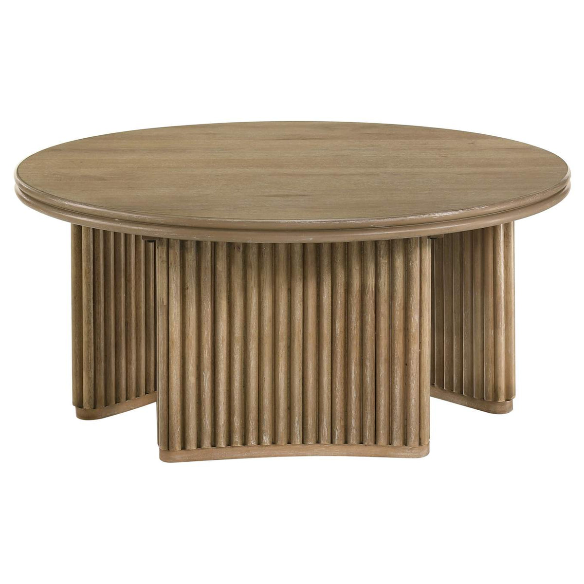 722938-S3 Adina 3-piece Round Coffee Table Set Distressed Light Brown