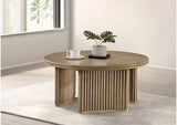 722938 Adina 36-inch Round Wood Coffee Table Distressed Light Brown
