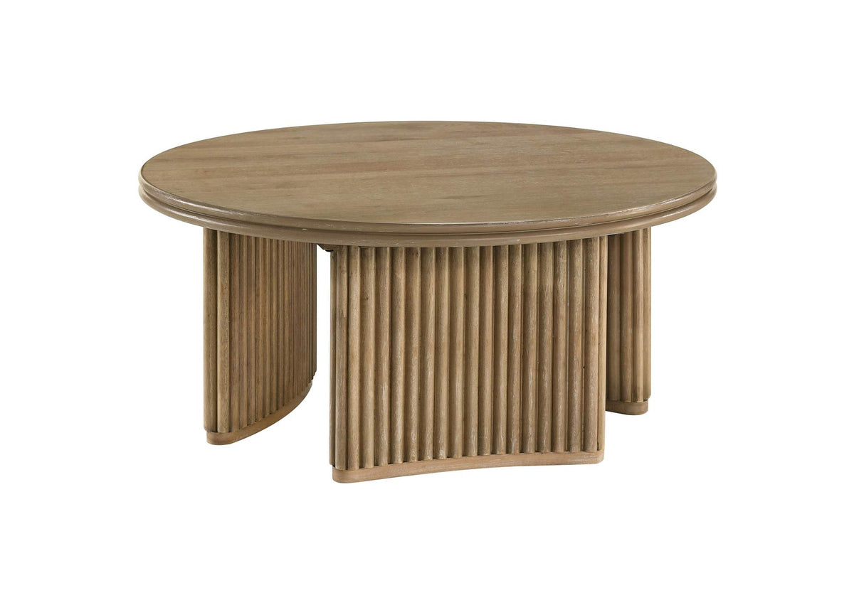 722938 Adina 36-inch Round Wood Coffee Table Distressed Light Brown