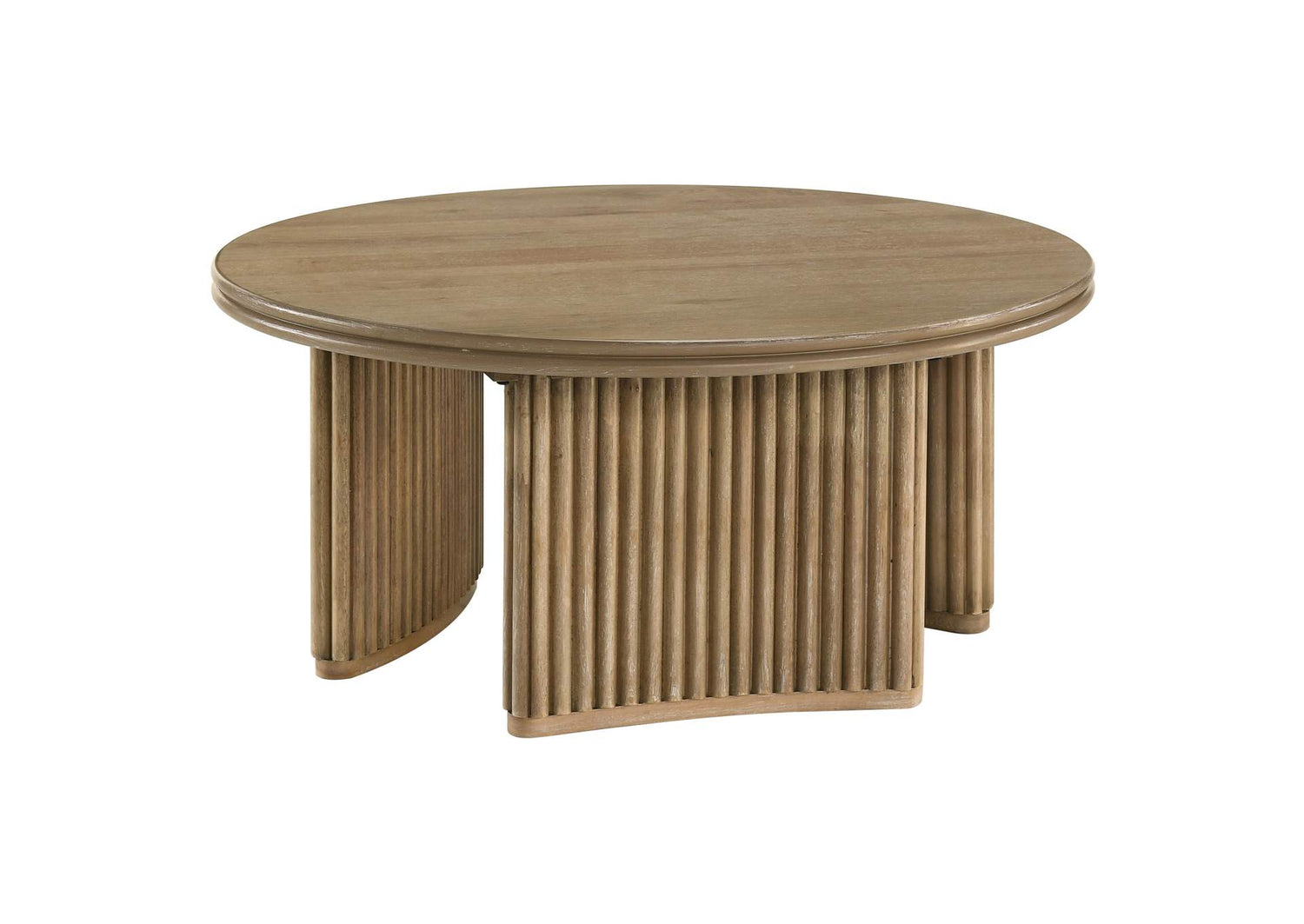 722938 Adina 36-inch Round Wood Coffee Table Distressed Light Brown