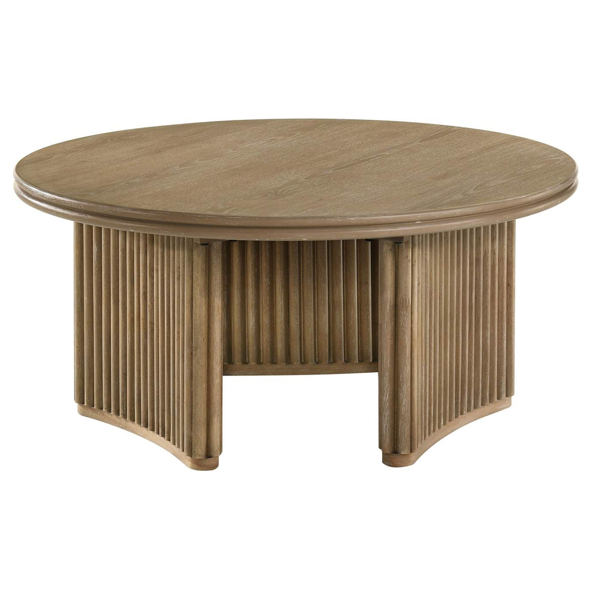722938 Adina 36-inch Round Wood Coffee Table Distressed Light Brown