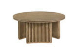 722938 Adina 36-inch Round Wood Coffee Table Distressed Light Brown