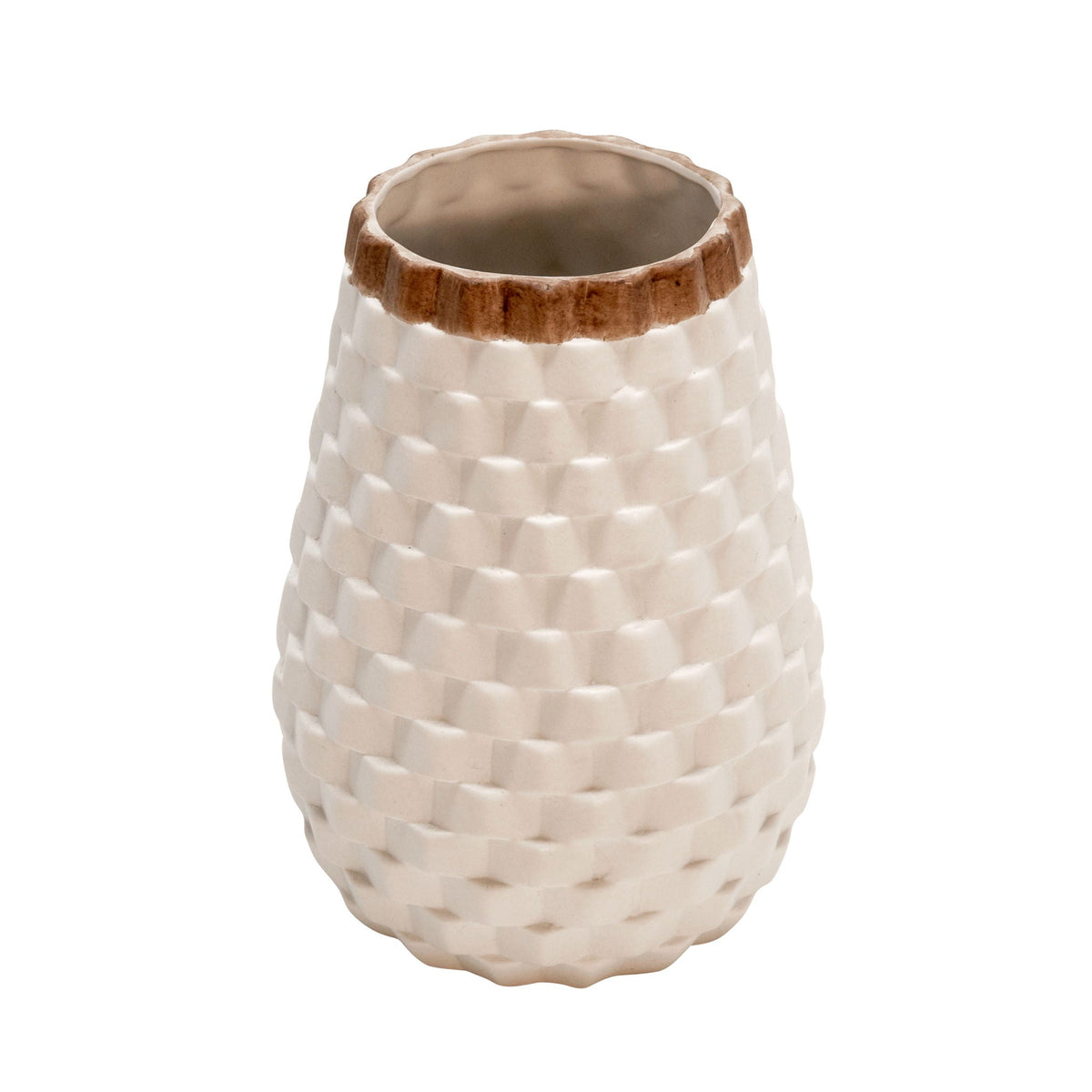 9" Textured Vase - White