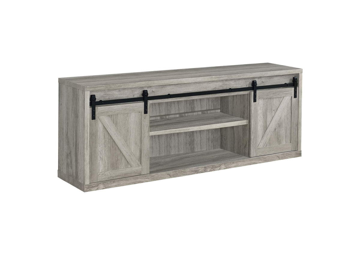 Brockton 2-door Engineered Wood 71-inch TV Stand Grey Driftwood
