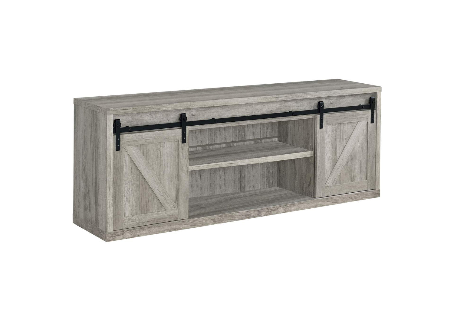 Brockton 2-door Engineered Wood 71-inch TV Stand Grey Driftwood