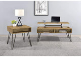 723368-S2 Fanning 2-piece Lift Top Coffee and End Table Set Golden Oak