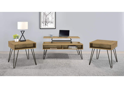 723368-S3 Fanning 3-piece Lift Top Coffee and End Table Set Golden Oak