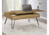 723368 Fanning Engineered Wood Lift Top Coffee Table Golden Oak