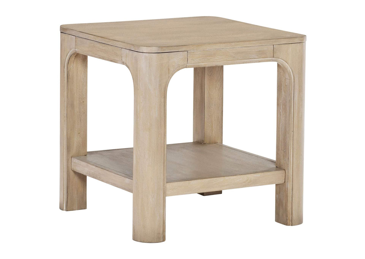 723487 Solano Square Wood Side End Table with Shelf Weathered Mango