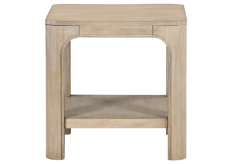 723487 Solano Square Wood Side End Table with Shelf Weathered Mango