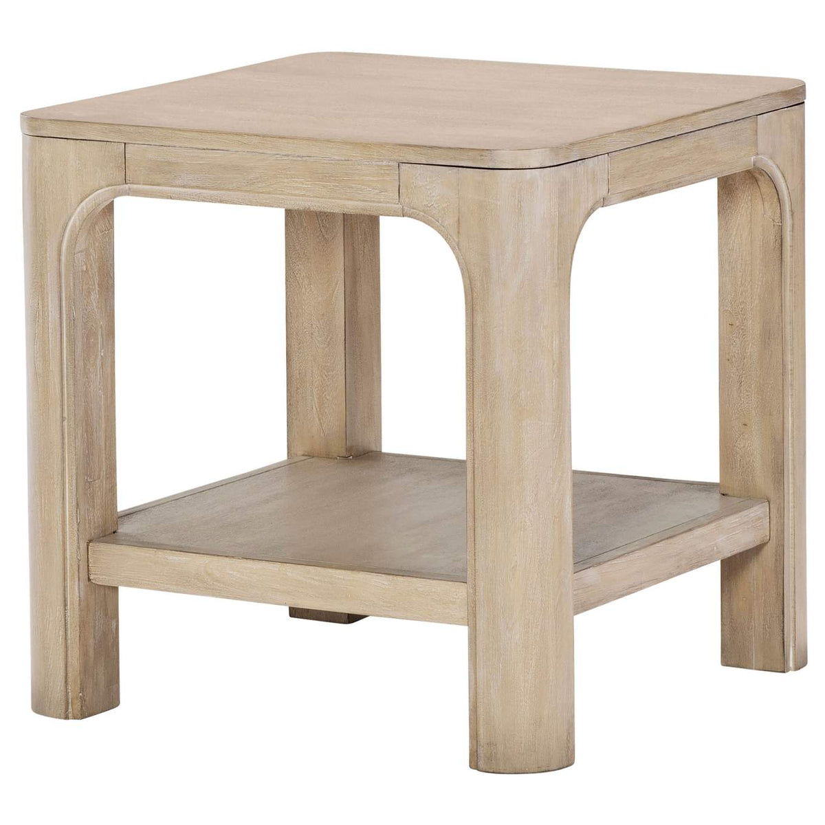 723487 Solano Square Wood Side End Table with Shelf Weathered Mango