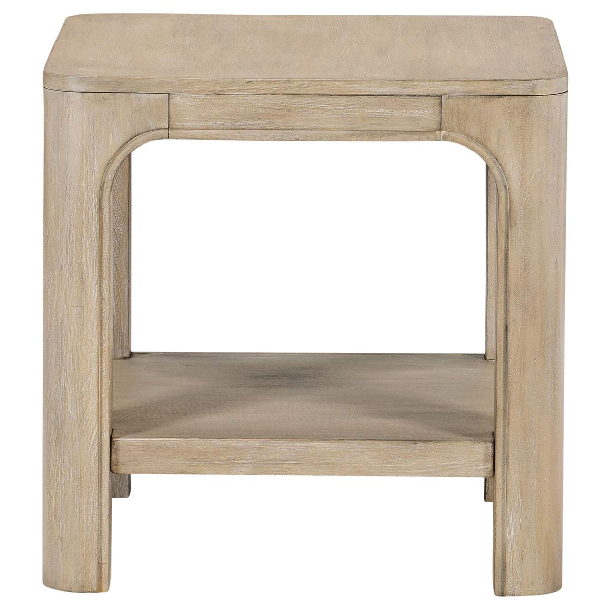 723487 Solano Square Wood Side End Table with Shelf Weathered Mango