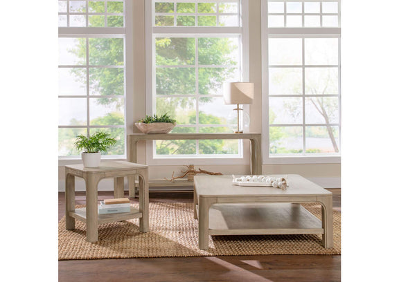 723487 Solano Square Wood Side End Table with Shelf Weathered Mango