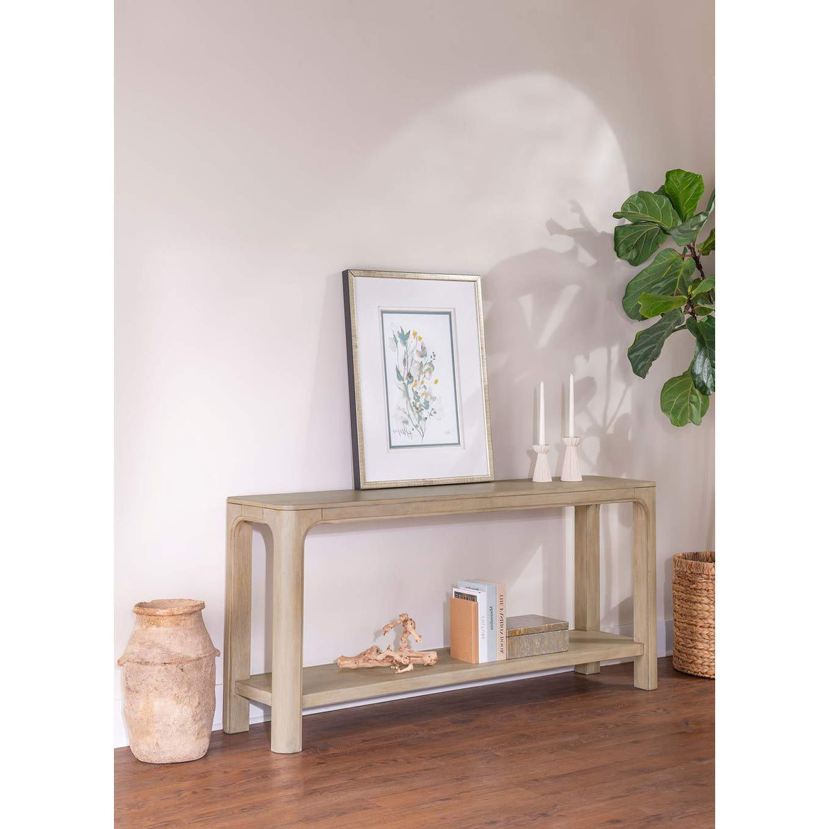 723489 Solano 64-inch Entryway Console Sofa Table Weathered Mango