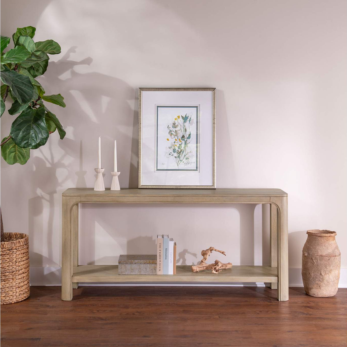 723489 Solano 64-inch Entryway Console Sofa Table Weathered Mango