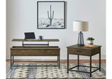 723778-S2 Byers 2-piece Lift Top Coffee and End Table Set Brown Oak