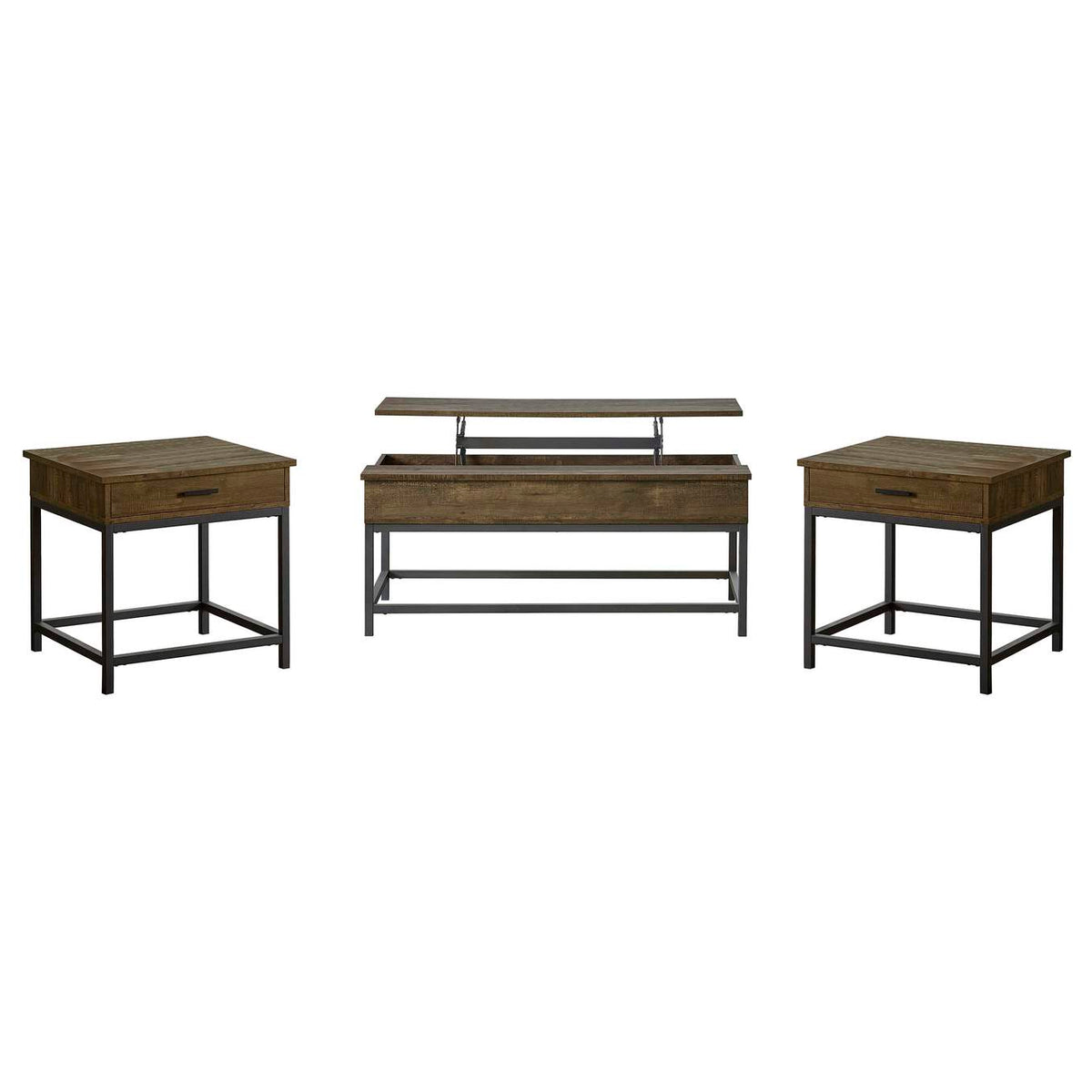 723778-S3 Byers 3-piece Lift Top Coffee and End Table Set Brown Oak