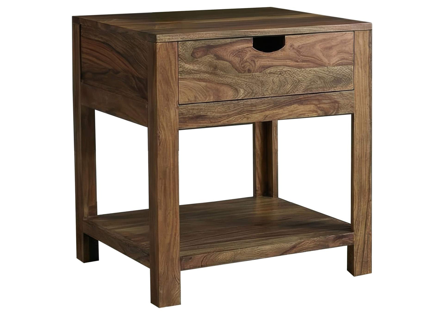 723887 Esther 1-drawer Solid Wood Side End Table Natural Sheesham