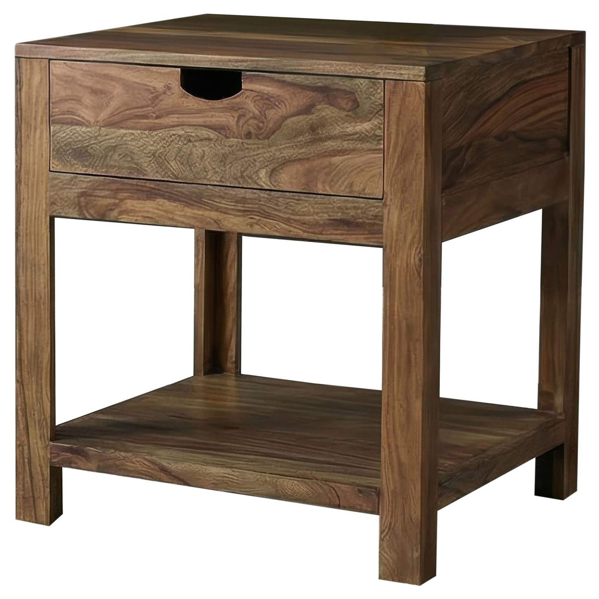 723887 Esther 1-drawer Solid Wood Side End Table Natural Sheesham