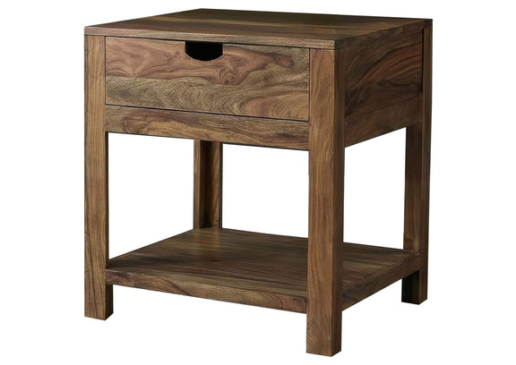 723887 Esther 1-drawer Solid Wood Side End Table Natural Sheesham