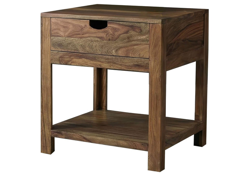 723887 Esther 1-drawer Solid Wood Side End Table Natural Sheesham