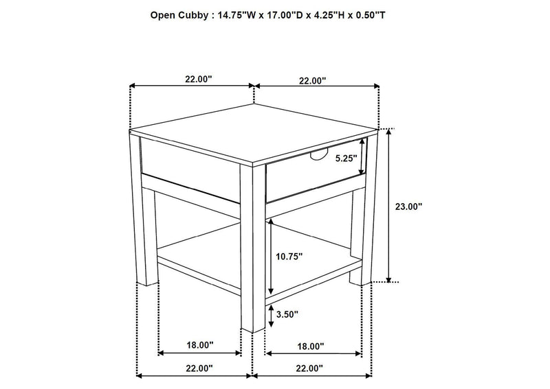 723887 Esther 1-drawer Solid Wood Side End Table Natural Sheesham
