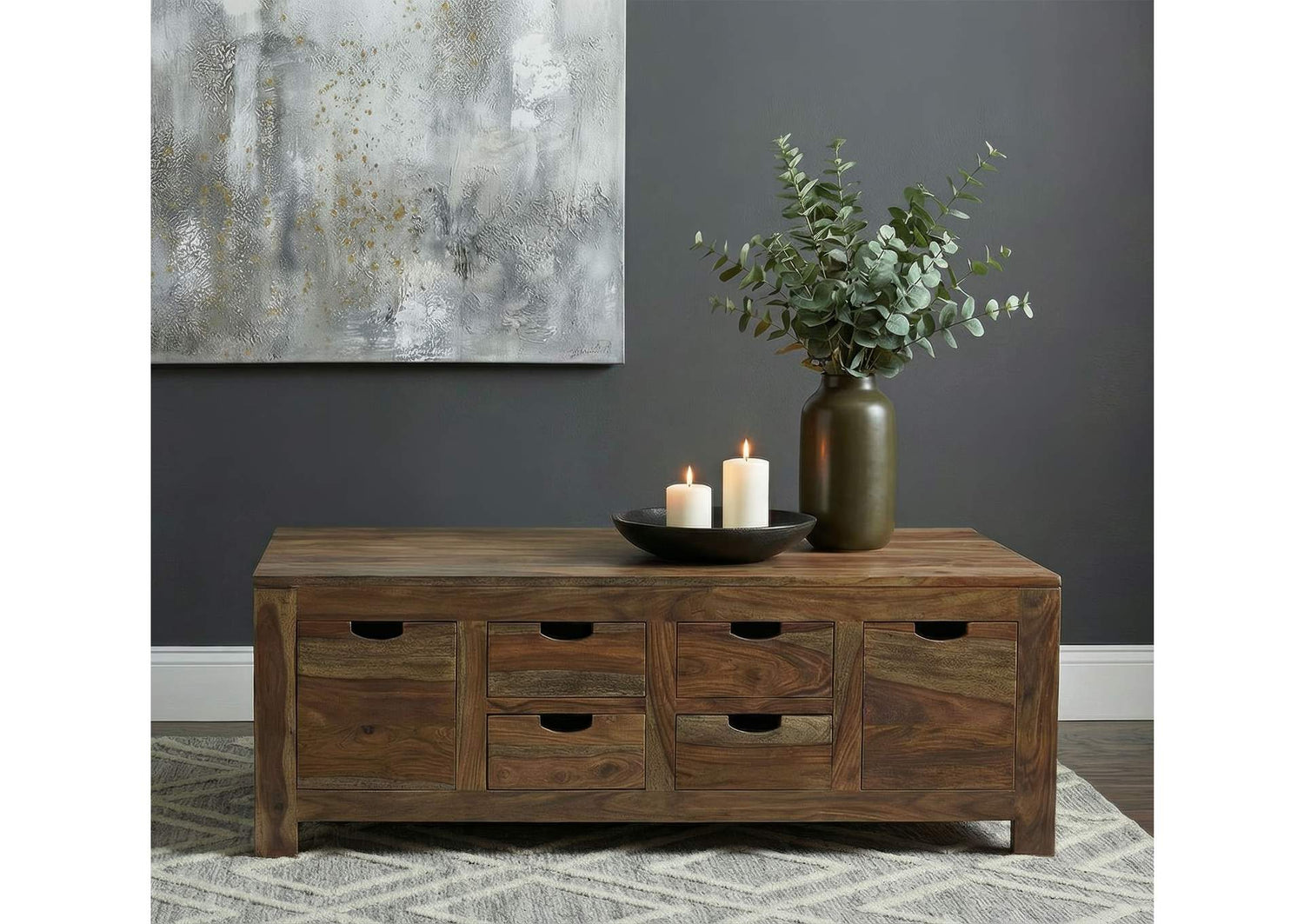 Esther 6-drawer Solid Wood Coffee Table Natural Sheesham