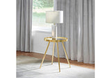 723917 Kaelyn Round Mirror Top End Side Table Gold