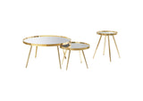 723918-S2 Kaelyn 3-piece Round Coffee and End Table Set Gold