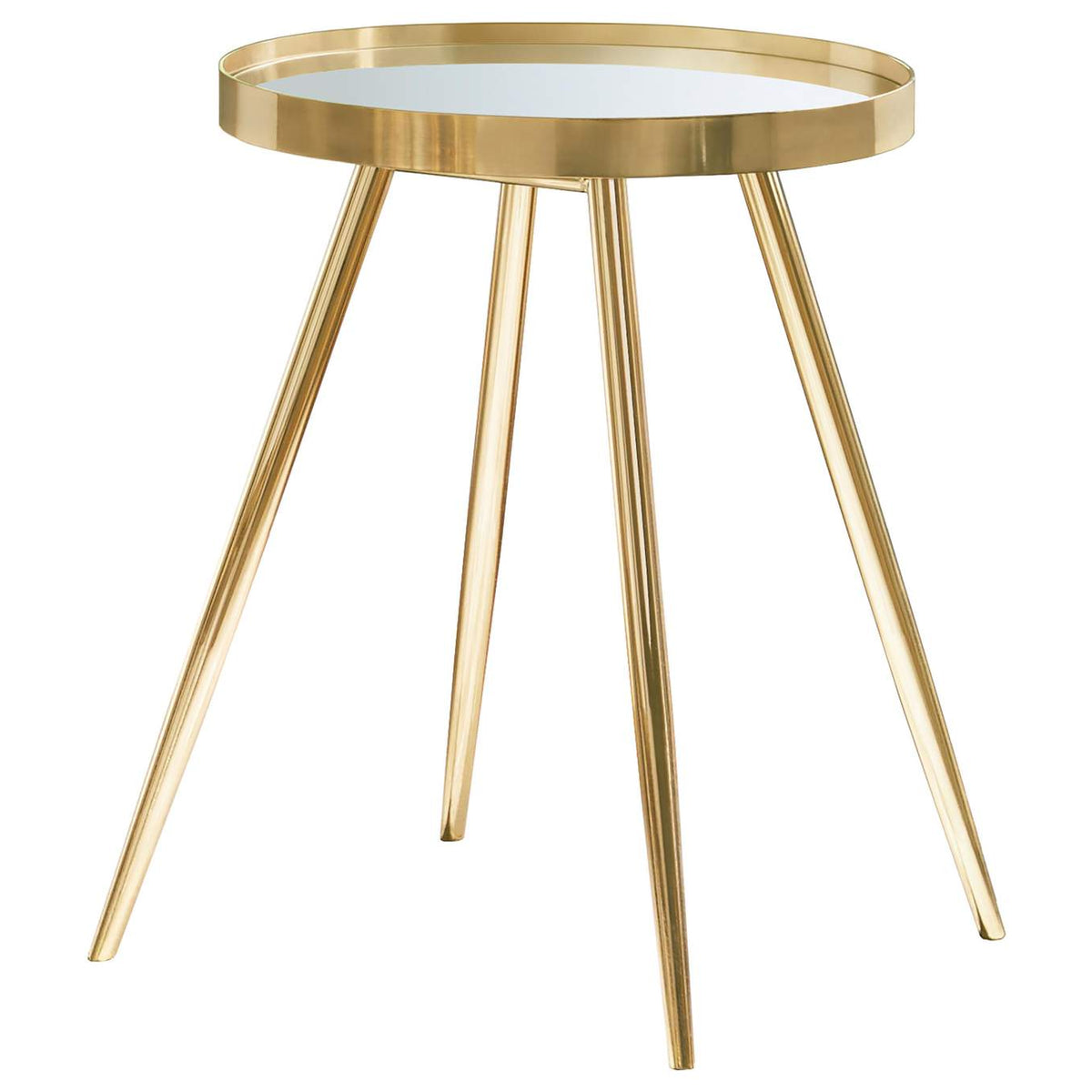 723918-S2 Kaelyn 3-piece Round Coffee and End Table Set Gold