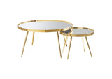 723918-S2 Kaelyn 3-piece Round Coffee and End Table Set Gold