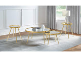 723918-S3 Kaelyn 4-piece Round Coffee and End Table Set Gold