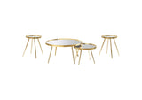 723918-S3 Kaelyn 4-piece Round Coffee and End Table Set Gold