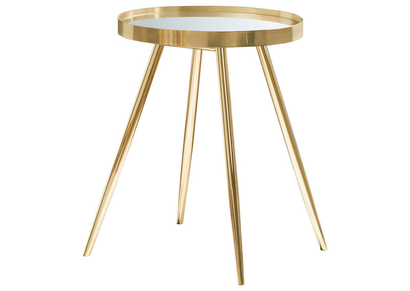 723918-S3 Kaelyn 4-piece Round Coffee and End Table Set Gold