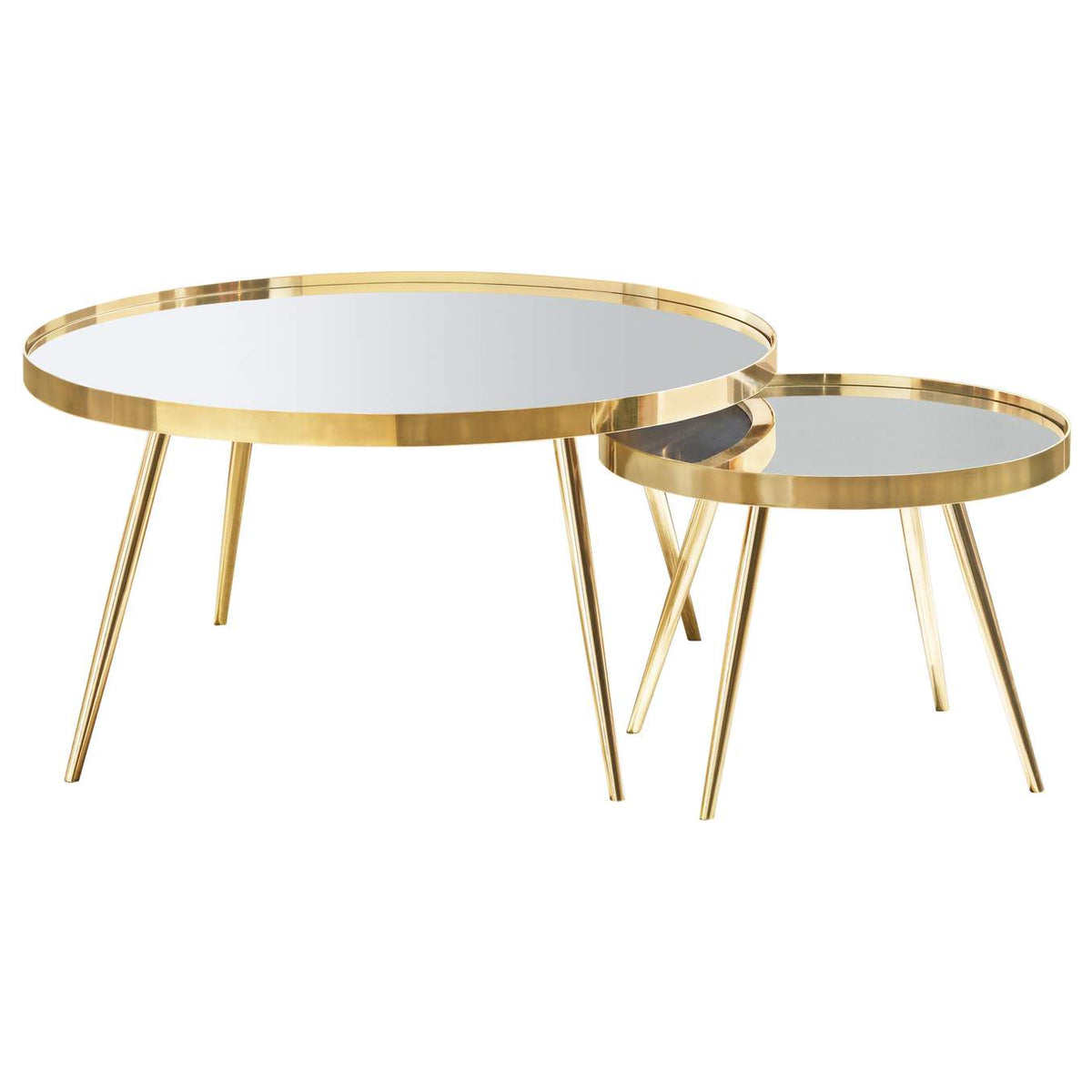 723918-S3 Kaelyn 4-piece Round Coffee and End Table Set Gold