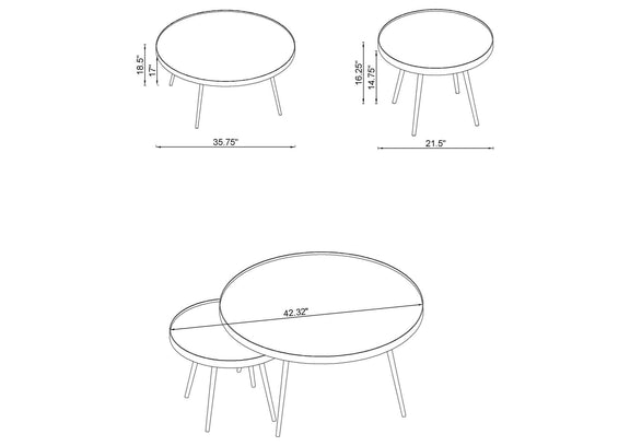 723918-S3 Kaelyn 4-piece Round Coffee and End Table Set Gold
