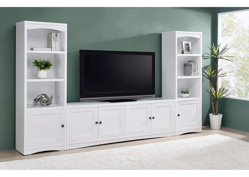 724113-SET Laughlin 3-piece Entertainment Center TV Stand White