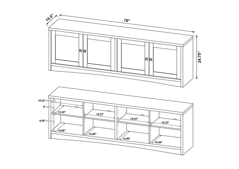 724113-SET Laughlin 3-piece Entertainment Center TV Stand White