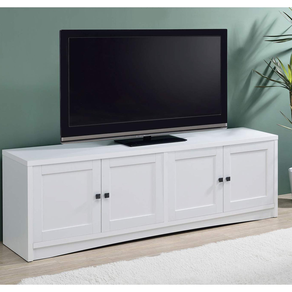 724113 Laughlin 4-door Engineered Wood 78-inch TV Stand White
