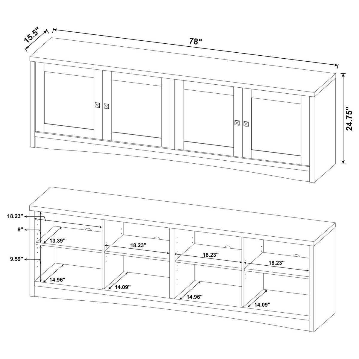 724113 Laughlin 4-door Engineered Wood 78-inch TV Stand White