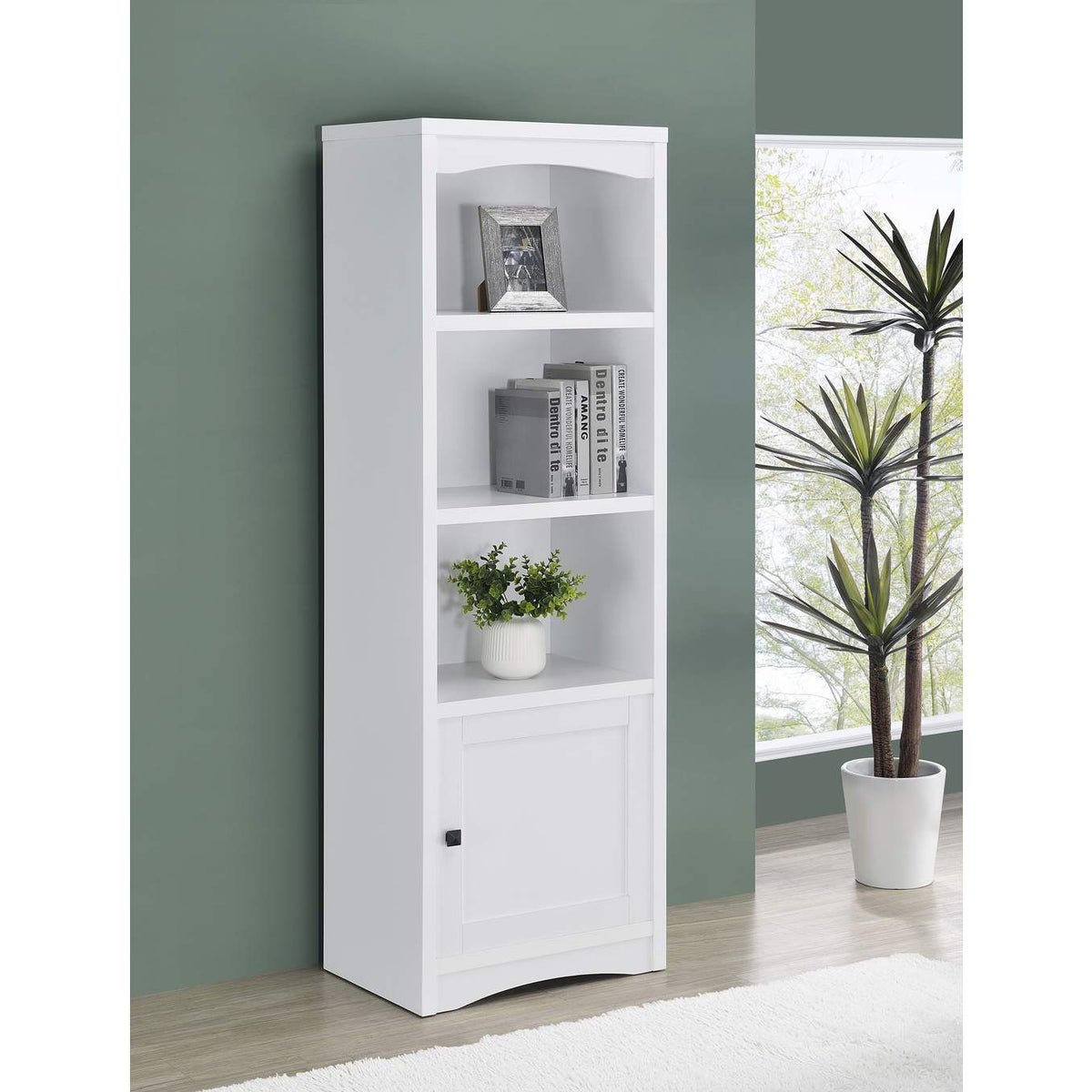 724114 Laughlin 4-shelf Engineered Wood Media Tower White