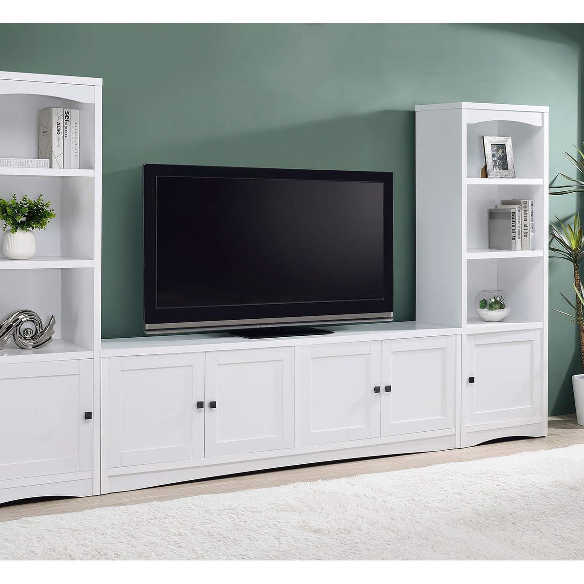 724114 Laughlin 4-shelf Engineered Wood Media Tower White