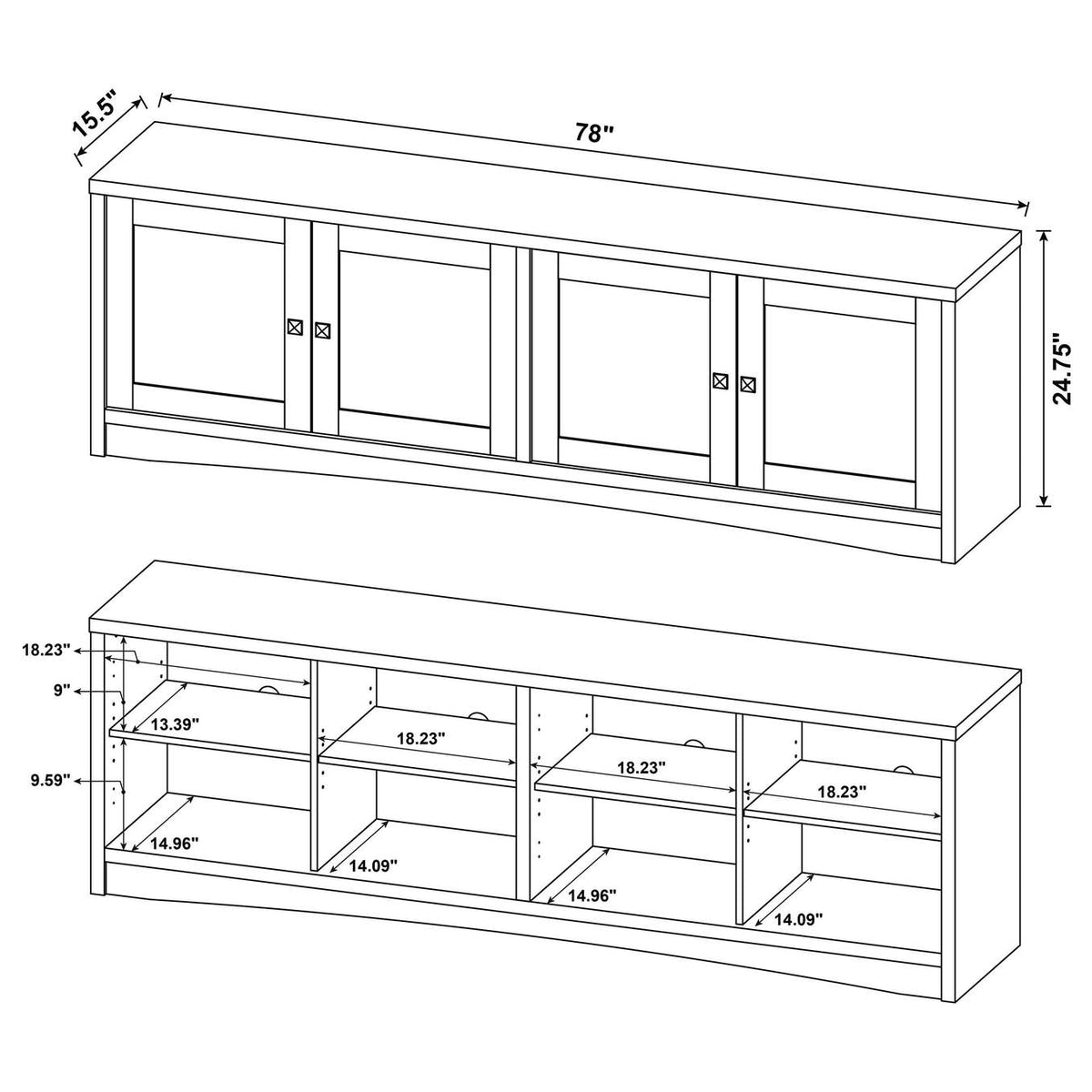 724123-SET Laughlin 3-piece Entertainment Center TV Stand Dark Pine