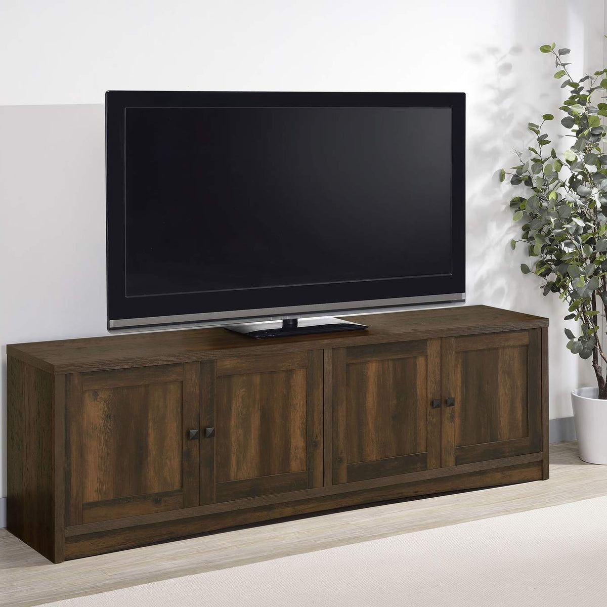 724123 Laughlin 4-door Engineered Wood 78-inch TV Stand Dark Pine