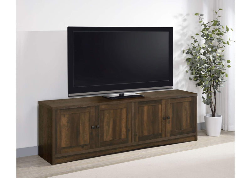 724123 Laughlin 4-door Engineered Wood 78-inch TV Stand Dark Pine
