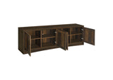 724123 Laughlin 4-door Engineered Wood 78-inch TV Stand Dark Pine